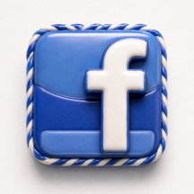 Facebook logo as a piece of blue candy